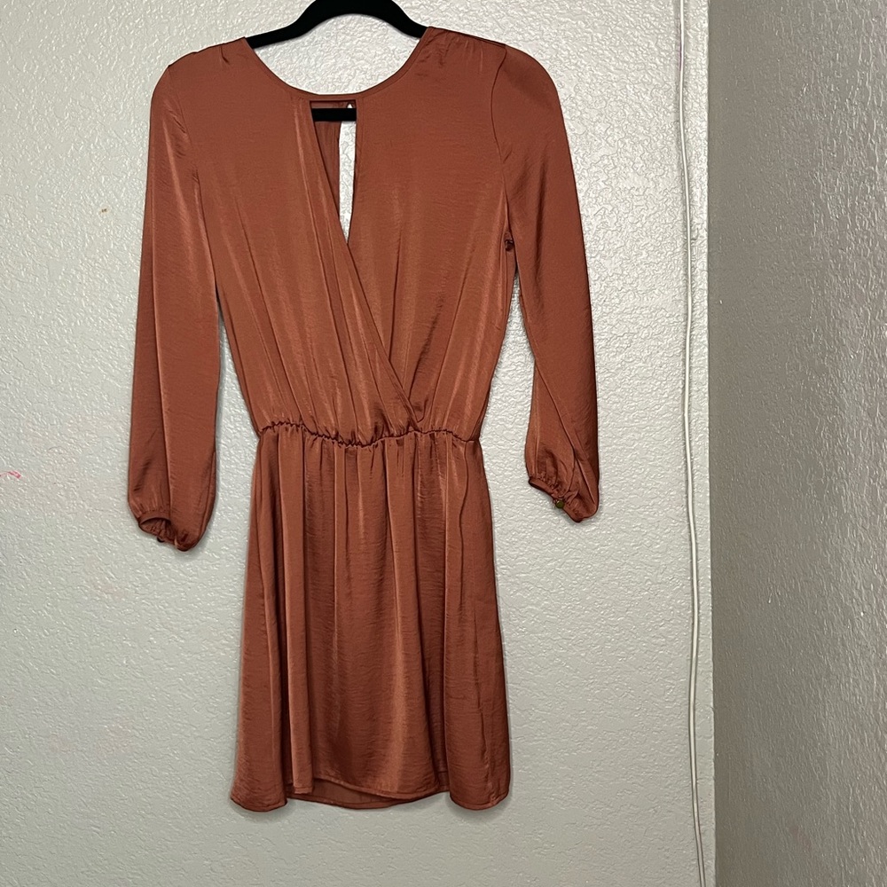 forever 21 long sleeve rust dress